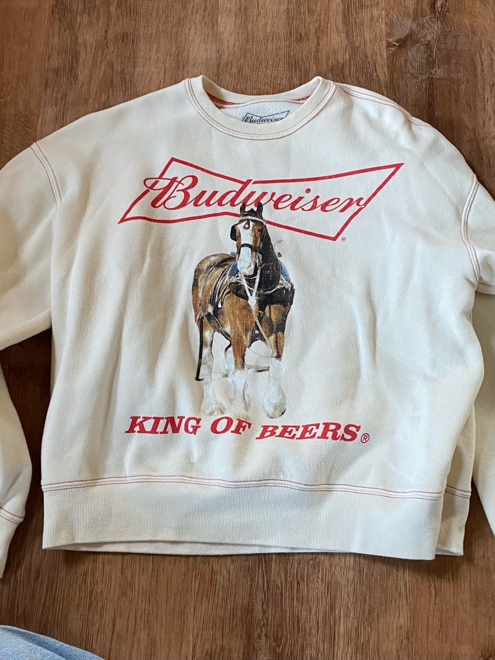 Budweiser Cream Graphic Crewneck Sweater - King of Beers